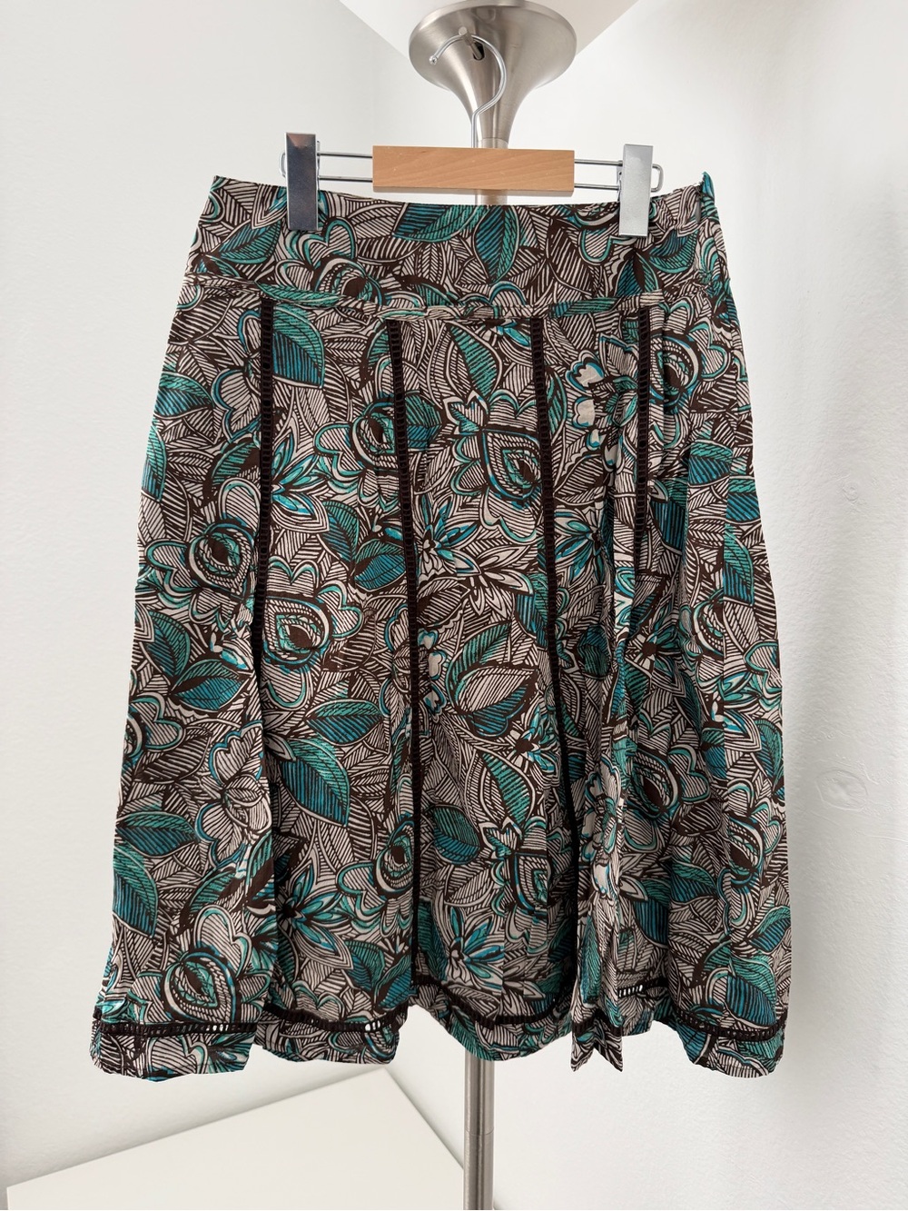 Vintage St. John's Bay Teal & Black Floral A-Line Skirt
